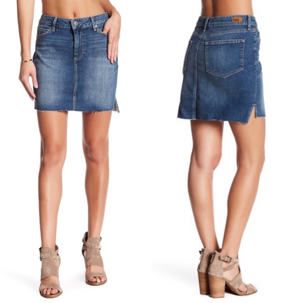 Paige Adrian medium wash stretch denim skirt Size 27